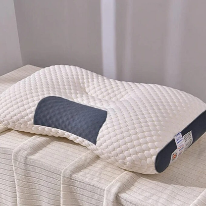 Almohada cervical vista lateral con soporte para el cuello